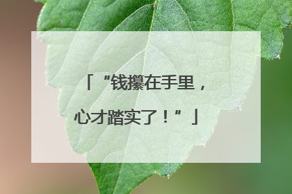 “钱攥在手里，心才踏实了！”