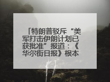 特朗普驳斥“美军打击伊朗计划已获批准”报道：《华尔街日报》根本不知道我的想法