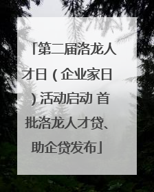 第二届洛龙人才日（企业家日）活动启动 首批洛龙人才贷、助企贷发布