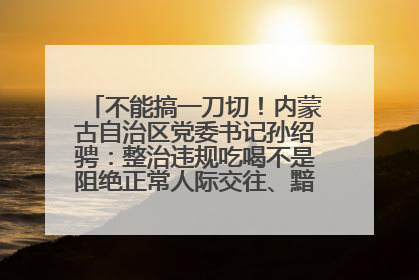 不能搞一刀切！内蒙古自治区党委书记孙绍骋：整治违规吃喝不是阻绝正常人际交往、黯淡人间烟火