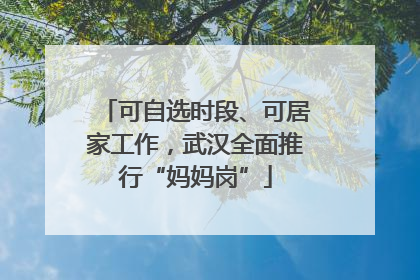 可自选时段、可居家工作，武汉全面推行“妈妈岗”
