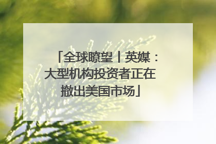 全球瞭望丨英媒：大型机构投资者正在撤出美国市场