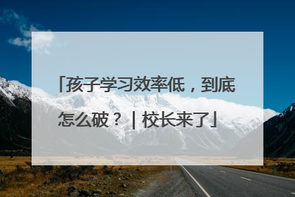 孩子学习效率低，到底怎么破？｜校长来了