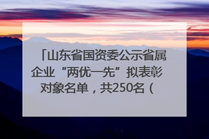 山东省国资委公示省属企业“两优一先”拟表彰对象名单，共250名（个）党员和党组织