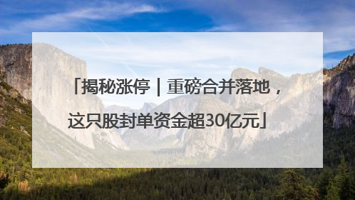 揭秘涨停｜重磅合并落地，这只股封单资金超30亿元