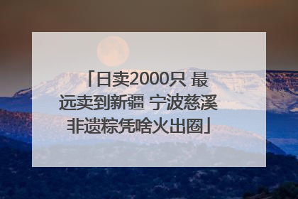 日卖2000只 最远卖到新疆 宁波慈溪非遗粽凭啥火出圈