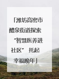 潍坊高密市醴泉街道探索“智慧医养进社区” 托起幸福晚年