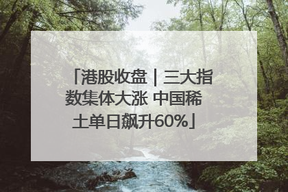 港股收盘｜三大指数集体大涨 中国稀土单日飙升60%