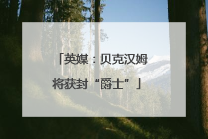 英媒：贝克汉姆将获封“爵士”