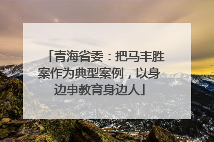 青海省委：把马丰胜案作为典型案例，以身边事教育身边人