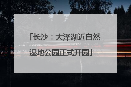 长沙：大泽湖近自然湿地公园正式开园