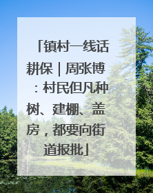 镇村一线话耕保｜周张博：村民但凡种树、建棚、盖房，都要向街道报批