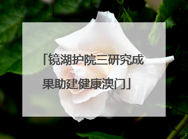 镜湖护院三研究成果助建健康澳门