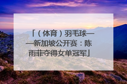 （体育）羽毛球——新加坡公开赛：陈雨菲夺得女单冠军