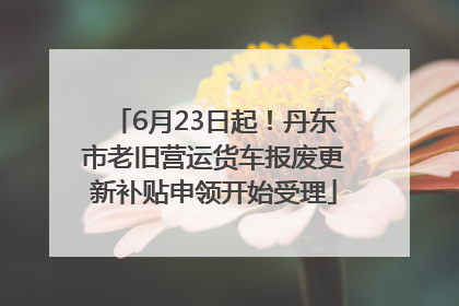 6月23日起！丹东市老旧营运货车报废更新补贴申领开始受理